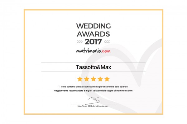 Wedding Award 2017 Tassotto&Max Matrimonio.com